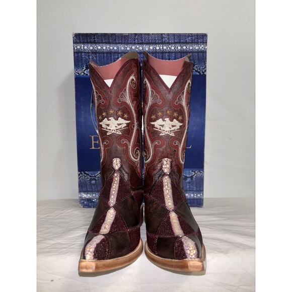 Stingray Lizard Print Pointed Toe Cowboy Boots by El General 1901 Mens Size 7 - Picture 5 of 10